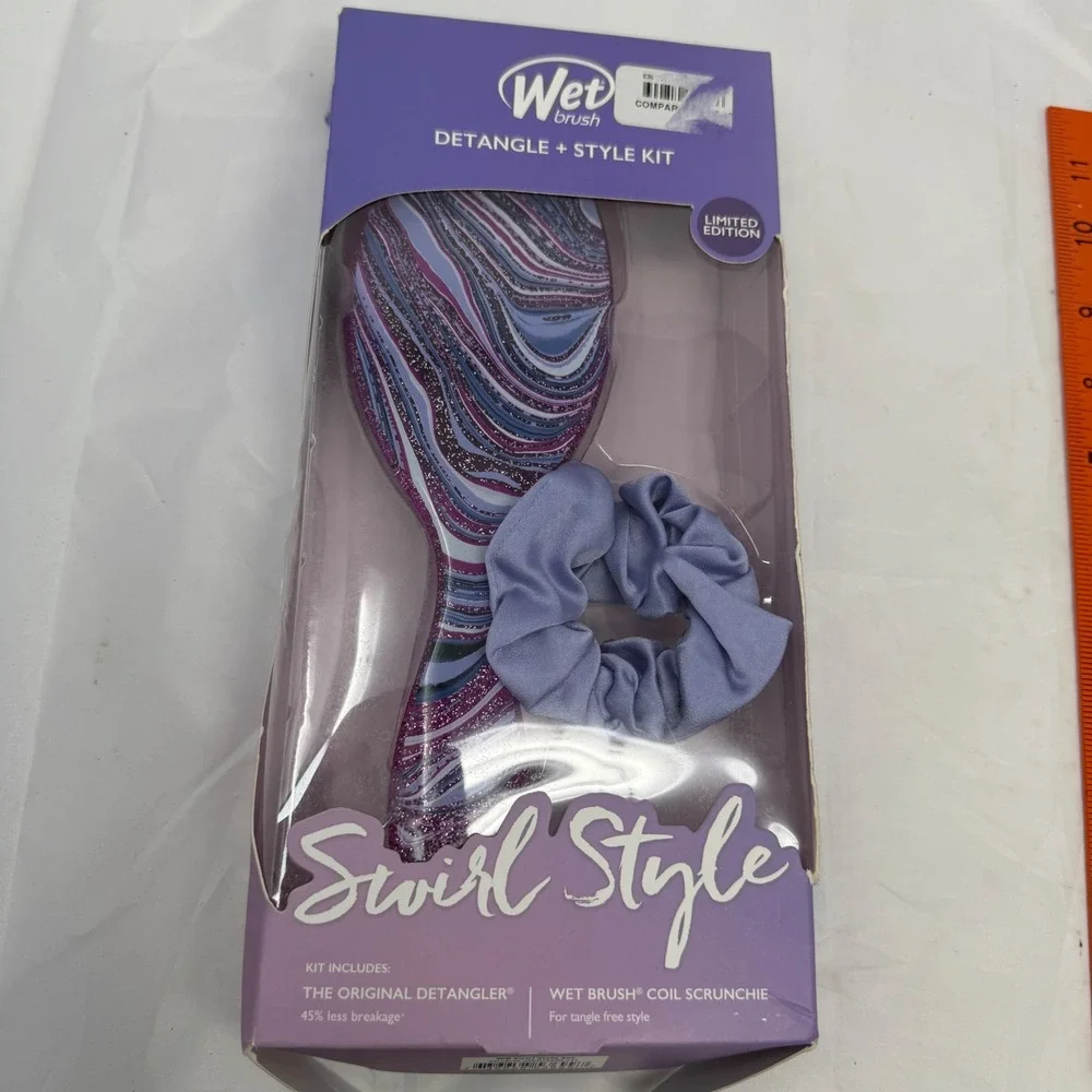 Wet Brush Swirl Style Detangle + Style Kit Purple Blue Marble Glitter ZWRSWRLSTL